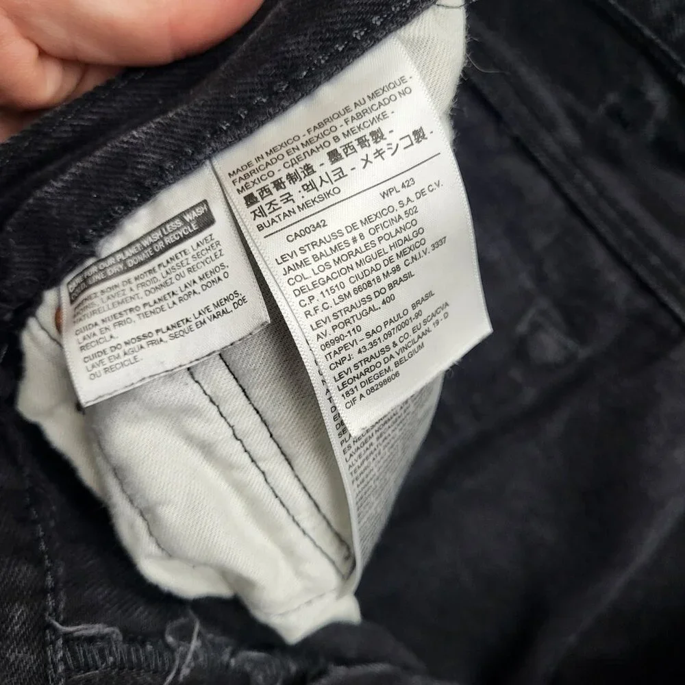 Levis 501‎ Jeans Mens 38x34 Black Denim Tapered Dark Wash Button Fly Black Label